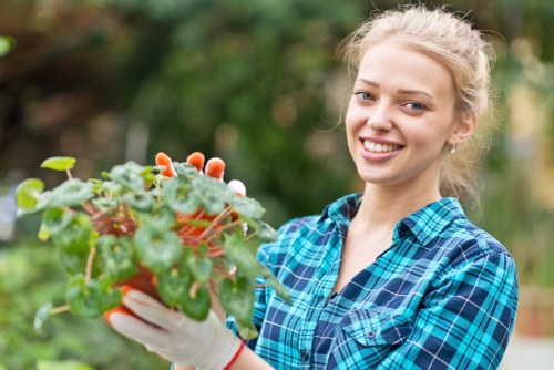 Gardener assessing safety before starting work